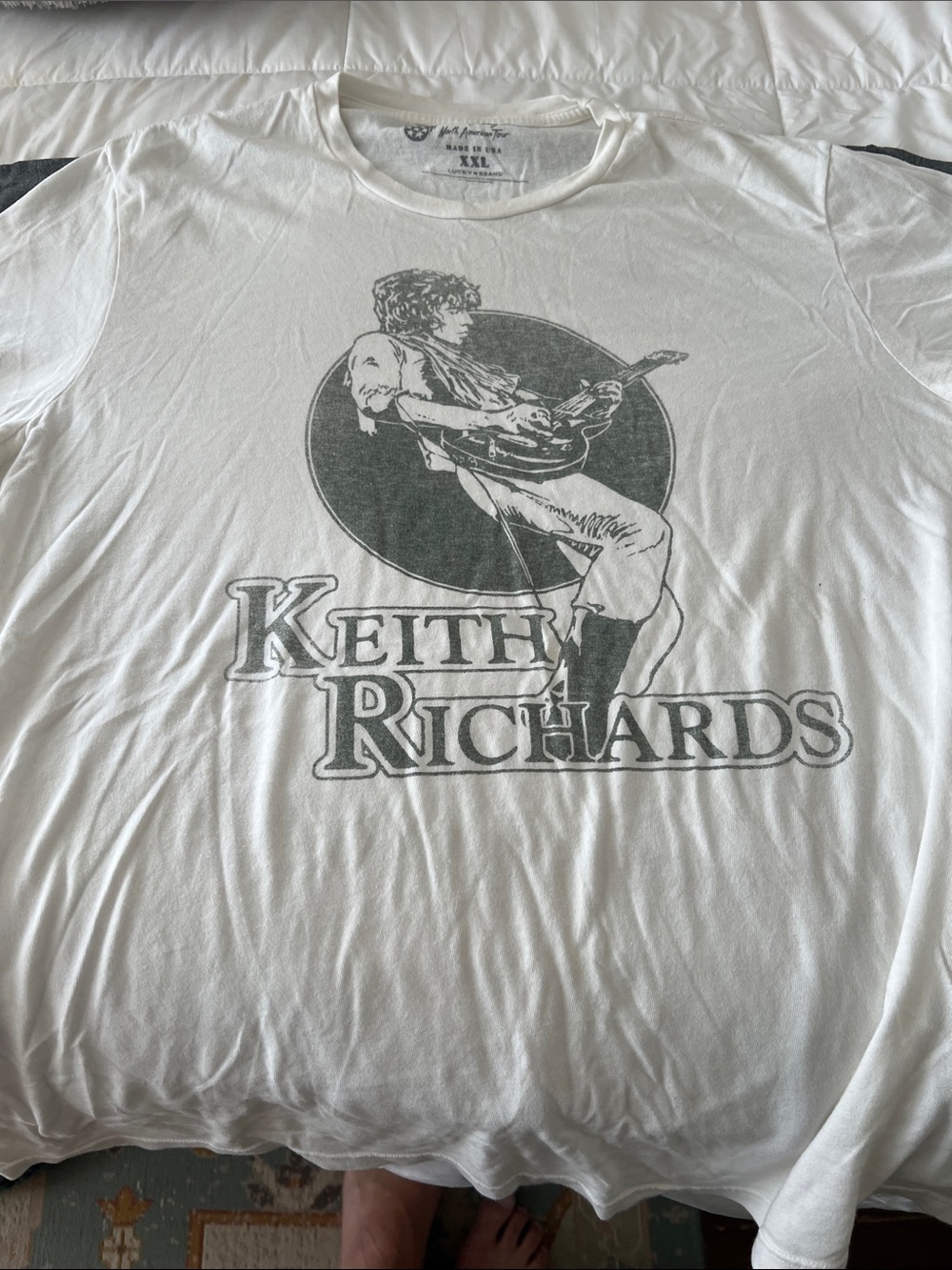 Keith Richards Graphic Tee in White & Gray Lucky Brand XXL